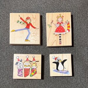 Penny Black Christmas Rubber Stamps Margaret Sherry Collection Lot of 4 Stamps